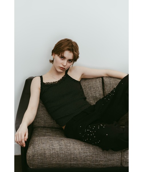 Knuth Marf(クヌースマーフ)の「lace detail camisole(キャミソール・レディース・ドット/グレー/カーキ・FREE)」の6枚目の写真