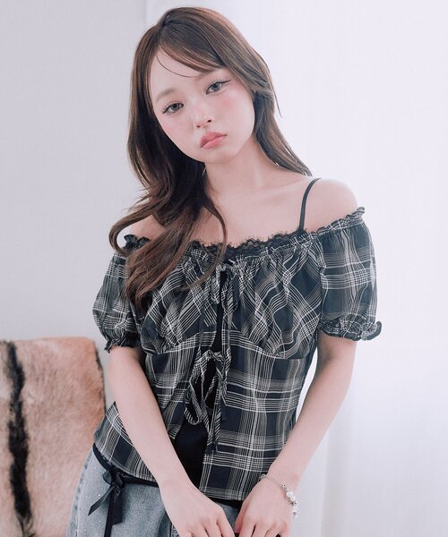 OLIVE des OLIVE（オリーブデオリーブ）の「レイヤードブラウス（シャツ/ブラウス・レディース・ブラック/ドット/ピンク・FREE）」の5枚目の写真