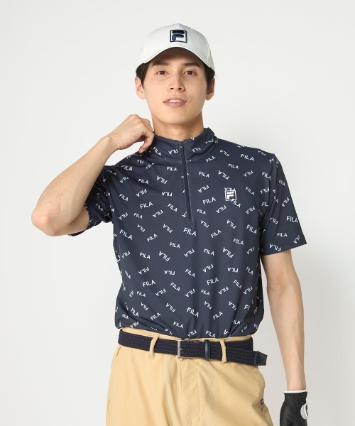 FILA GOLF(フィラゴルフ )の「【FILA GOLF:フィラゴルフ】ハーフジップ半袖シャツ ゴルフ(シャツ/ブラウス・メンズ・ホワイト/ブラック/ネイビー・LARGE/X-LARGE/XX-LARGE/MEDIUM)」の1枚目の写真