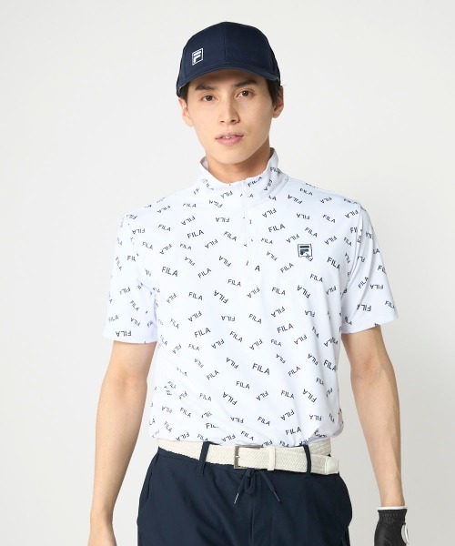 FILA GOLF(フィラゴルフ )の「【FILA GOLF:フィラゴルフ】ハーフジップ半袖シャツ ゴルフ(シャツ/ブラウス・メンズ・ホワイト/ブラック/ネイビー・LARGE/X-LARGE/XX-LARGE/MEDIUM)」の2枚目の写真