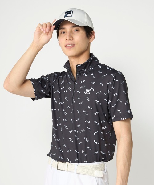 FILA GOLF(フィラゴルフ )の「【FILA GOLF:フィラゴルフ】ハーフジップ半袖シャツ ゴルフ(シャツ/ブラウス・メンズ・ホワイト/ブラック/ネイビー・LARGE/X-LARGE/XX-LARGE/MEDIUM)」の3枚目の写真