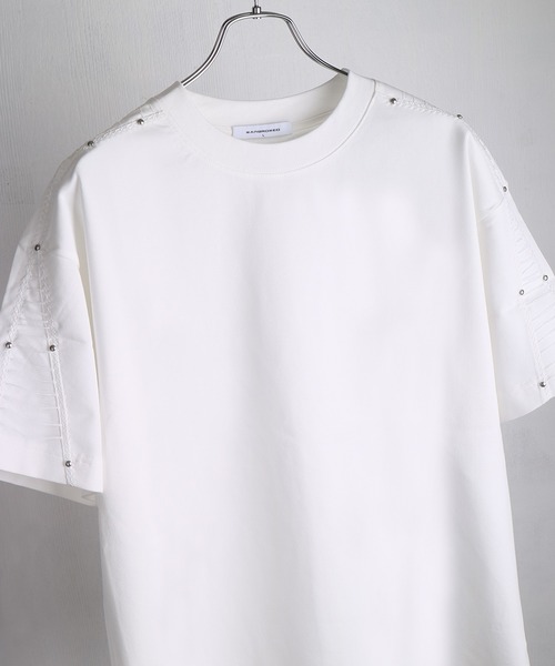 WESTSEA(ウエストシー)の「ショルダー コードデザイン / 編み上げデザイン 半袖Tシャツ(Tシャツ/カットソー・メンズ・ブラック/ホワイト・M/L)」の1枚目の写真