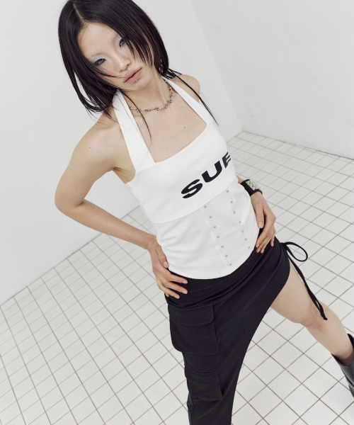 SETUP-EXE(セットアップイーエックスイー)の「LOGO HALTER TANK TOP / IVORY(Tシャツ/カットソー・レディース・その他・OS)」の1枚目の写真