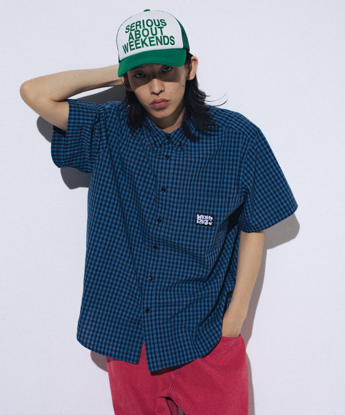 WKNDRS(ウィーキャンドース)の「GINGHAM CHECK SHIRT (BLUE)(Tシャツ/カットソー・レディース・その他・X-LARGE/SMALL/MEDIUM/LARGE)」の7枚目の写真
