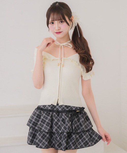 couture BY ROJITA(クチュールバイロジータ)の「ビッグ衿半袖ニットトップス(ニット/セーター・レディース・ピンク/ブラック/アイボリー・FREE)」の10枚目の写真