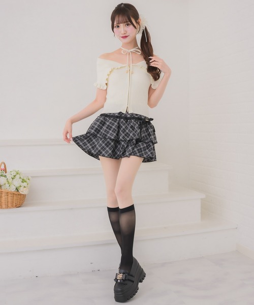 couture BY ROJITA(クチュールバイロジータ)の「ビッグ衿半袖ニットトップス(ニット/セーター・レディース・ピンク/ブラック/アイボリー・FREE)」の6枚目の写真