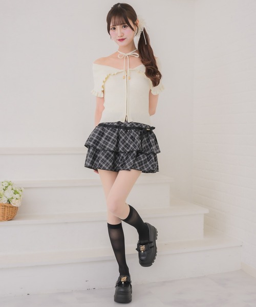 couture BY ROJITA(クチュールバイロジータ)の「ビッグ衿半袖ニットトップス(ニット/セーター・レディース・ピンク/ブラック/アイボリー・FREE)」の7枚目の写真