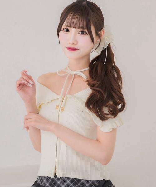 couture BY ROJITA(クチュールバイロジータ)の「ビッグ衿半袖ニットトップス(ニット/セーター・レディース・ピンク/ブラック/アイボリー・FREE)」の20枚目の写真