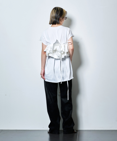 CITYSHOP（シティーショップ）の「RUFFLE Tシャツ（Tシャツ/カットソー・レディース・ホワイト/ブラック・FREE）」の15枚目の写真