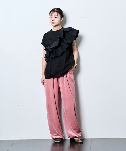 CITYSHOP（シティーショップ）の「RUFFLE Tシャツ（Tシャツ/カットソー・レディース・ホワイト/ブラック・FREE）」の17枚目の写真