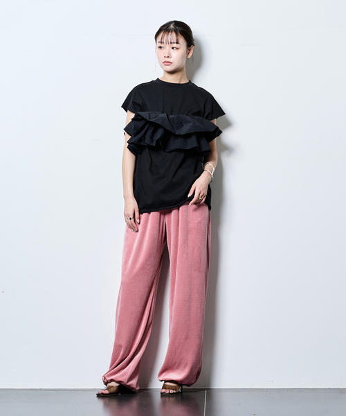 CITYSHOP（シティーショップ）の「RUFFLE Tシャツ（Tシャツ/カットソー・レディース・ホワイト/ブラック・FREE）」の18枚目の写真