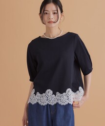 レースコンビ ボートネック カットソー