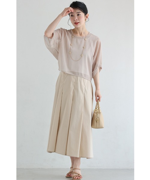 cawaii（カワイイ）の「メッシュカットソーとタックワンピース2点セット【set】（ワンピース・レディース・ベージュ/ブラック・FREE）」の18枚目の写真