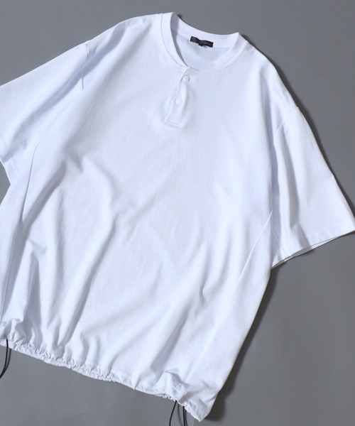 ANPAS(アンパス)の「ICEMAX Cool-Touch Henley T-Shirt / アイスマックス ヘンリーネック 無地 半袖Tシャツ 接触冷感 吸汗速乾 遮熱 紫外線カット メンズ トップス ドローコード付き ムジT(Tシャツ/カットソー・メンズ・ホワイト/チャコールグレー/ブラック・LL/M/L)」の1枚目の写真