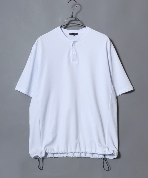 ANPAS(アンパス)の「ICEMAX Cool-Touch Henley T-Shirt / アイスマックス ヘンリーネック 無地 半袖Tシャツ 接触冷感 吸汗速乾 遮熱 紫外線カット メンズ トップス ドローコード付き ムジT(Tシャツ/カットソー・メンズ・ホワイト/チャコールグレー/ブラック・LL/M/L)」の10枚目の写真