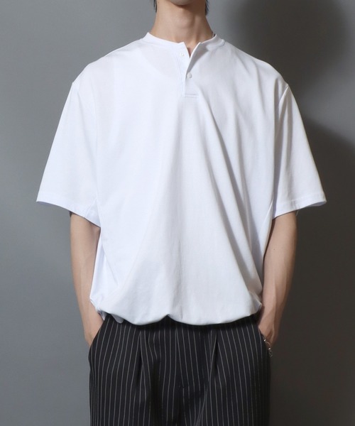 ANPAS(アンパス)の「ICEMAX Cool-Touch Henley T-Shirt / アイスマックス ヘンリーネック 無地 半袖Tシャツ 接触冷感 吸汗速乾 遮熱 紫外線カット メンズ トップス ドローコード付き ムジT(Tシャツ/カットソー・メンズ・ホワイト/チャコールグレー/ブラック・LL/M/L)」の6枚目の写真