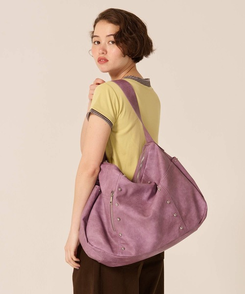 TINA：JOJUN（ティーナジョジュン）の「ダブルジップ マキシ バッグ TINA：JOJUN（ショルダーバッグ・レディース・パープル/ブラウン・F）」の6枚目の写真