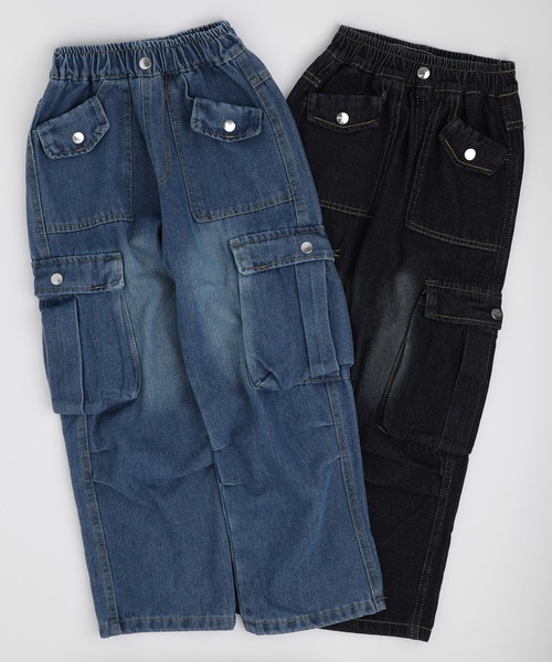 URBAN CHERRY(アーバンチェリー)の「ルーズサイドタックデニムカーゴパンツ(デニムパンツ・キッズ・ブラック/ブルー・110cm/120cm/130cm/140cm/150cm/160cm)」の15枚目の写真
