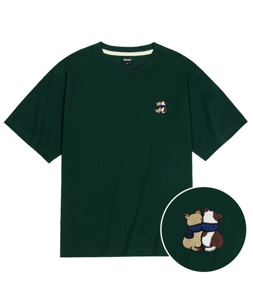OKSTAR(オクスター)の「クールコットンオーバーサイズキャットフレンズ刺繍半袖Tシャツ(Tシャツ/カットソー・レディース・クリーム/ブラック/ホワイト/ダークグリーン・MEDIUM/LARGE/SMALL/XX-LARGE/X-LARGE)」の4枚目の写真