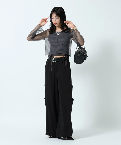PAGEBOY(ページボーイ)の「チュールロングスリーブ×ドロストタンクSET(Tシャツ/カットソー・レディース・ブラック/グレー・FREE)」の15枚目の写真