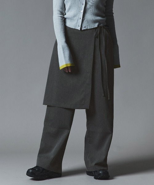 W:Huku（フーク）の「【W:Huku / クラシカルツイルシリーズ】レイヤード スラックス / Classic Twill Layered Slacks（スラックス・レディース・ブラウン/ベージュ/ブラック/チャコール・L/M）」の2枚目の写真