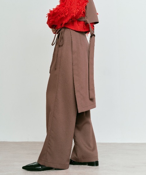 W:Huku（フーク）の「【W:Huku / クラシカルツイルシリーズ】レイヤード スラックス / Classic Twill Layered Slacks（スラックス・レディース・ブラウン/ベージュ/ブラック/チャコール・L/M）」の6枚目の写真
