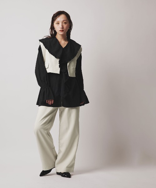 W:Huku（フーク）の「【W:Huku / クラシカルツイルシリーズ】レイヤード スラックス / Classic Twill Layered Slacks（スラックス・レディース・ブラウン/ベージュ/ブラック/チャコール・L/M）」の9枚目の写真