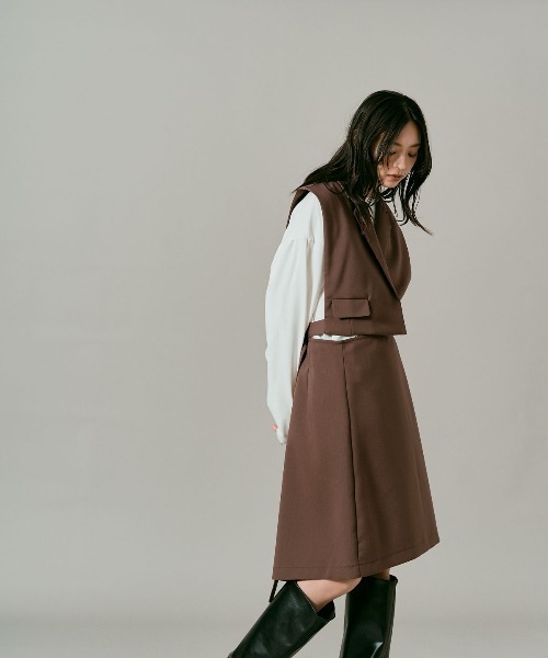 W:Huku（フーク）の「【W:Huku / クラシカルツイルシリーズ】レイヤード スラックス / Classic Twill Layered Slacks（スラックス・レディース・ブラウン/ベージュ/ブラック/チャコール・L/M）」の10枚目の写真