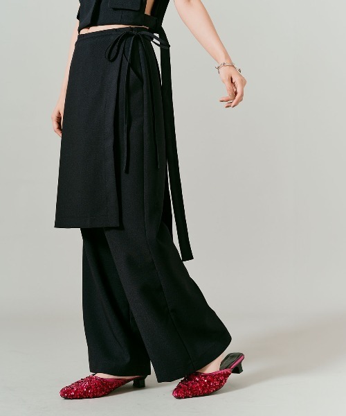 W:Huku（フーク）の「【W:Huku / クラシカルツイルシリーズ】レイヤード スラックス / Classic Twill Layered Slacks（スラックス・レディース・ブラウン/ベージュ/ブラック/チャコール・L/M）」の11枚目の写真