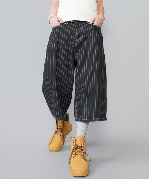 SPINNS（スピンズ）の「デニムピンストライプジョーツハーフパンツ/ユニセックス（デニムパンツ・メンズ・ネイビー/ブラック・M/S）」の12枚目の写真