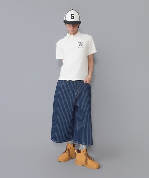 SPINNS（スピンズ）の「デニムピンストライプジョーツハーフパンツ/ユニセックス（デニムパンツ・メンズ・ネイビー/ブラック・M/S）」の19枚目の写真