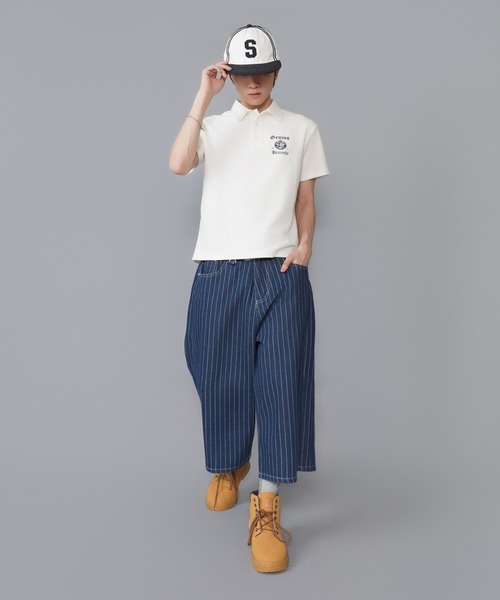 SPINNS（スピンズ）の「デニムピンストライプジョーツハーフパンツ/ユニセックス（デニムパンツ・メンズ・ネイビー/ブラック・M/S）」の20枚目の写真