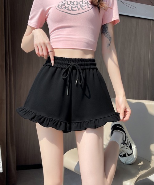 GEMEDA(ジェメダ)の「裾フリルスウェットショートパンツ(スウェットパンツ・レディース・グレー/ブラック・M)」の16枚目の写真