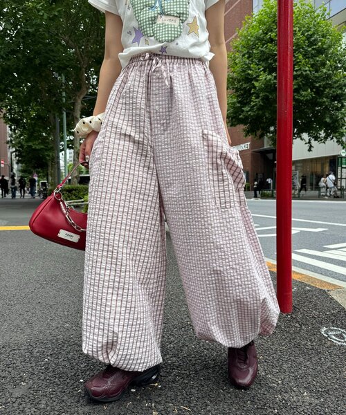 CIAOPANIC(チャオパニック)の「チェックバルーンイージーパンツ(その他パンツ・レディース・ホワイト/グリーン/ピンク/サックスブルー・ONE SIZE)」の4枚目の写真