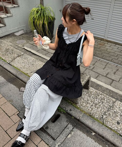 CIAOPANIC(チャオパニック)の「チェックバルーンイージーパンツ(その他パンツ・レディース・ホワイト/グリーン/ピンク/サックスブルー・ONE SIZE)」の11枚目の写真