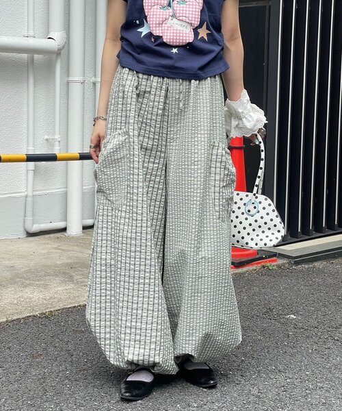 CIAOPANIC(チャオパニック)の「チェックバルーンイージーパンツ(その他パンツ・レディース・ホワイト/グリーン/ピンク/サックスブルー・ONE SIZE)」の13枚目の写真