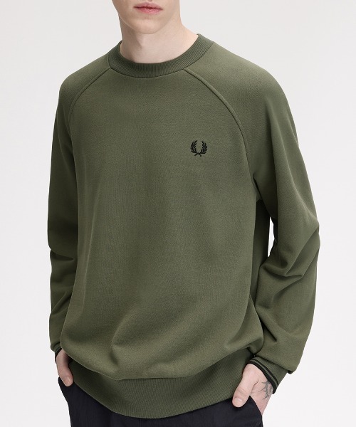 FRED PERRY（フレッドペリー）の「Tipped Crew Neck Sweatshirt／ティップドクルーネックスウェット（スウェット・メンズ・ダークネイビー/ベージュ/カーキ・XL/L/M/S）」の3枚目の写真