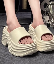ウェーブソール ワイドベルト 厚底 ミュール サンダル