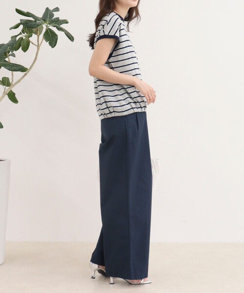 fredy emue（フレディエミュ）の「【汗ジミ軽減】ボーダー裾タックフレンチプルオーバーカットソー（Tシャツ/カットソー・レディース・ホワイト系その他/グレー系その他/ブラウン系その他/ピンク系その他・38）」の17枚目の写真