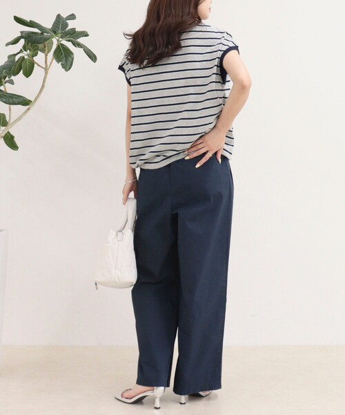 fredy emue（フレディエミュ）の「【汗ジミ軽減】ボーダー裾タックフレンチプルオーバーカットソー（Tシャツ/カットソー・レディース・ホワイト系その他/グレー系その他/ブラウン系その他/ピンク系その他・38）」の18枚目の写真