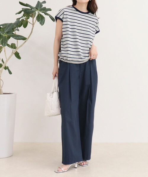 fredy emue（フレディエミュ）の「【汗ジミ軽減】ボーダー裾タックフレンチプルオーバーカットソー（Tシャツ/カットソー・レディース・ホワイト系その他/グレー系その他/ブラウン系その他/ピンク系その他・38）」の20枚目の写真
