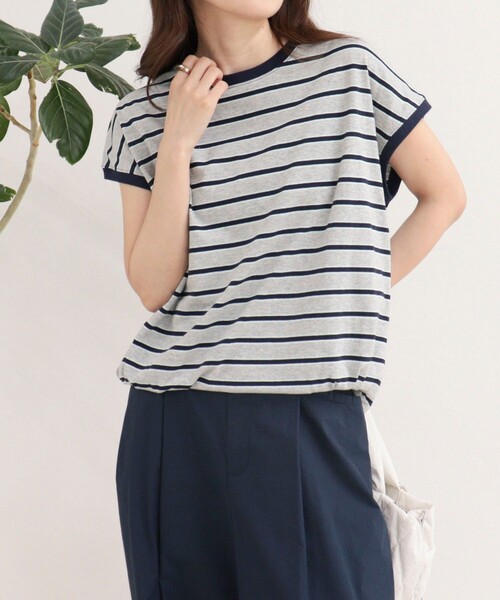 fredy emue（フレディエミュ）の「【汗ジミ軽減】ボーダー裾タックフレンチプルオーバーカットソー（Tシャツ/カットソー・レディース・ホワイト系その他/グレー系その他/ブラウン系その他/ピンク系その他・38）」の21枚目の写真