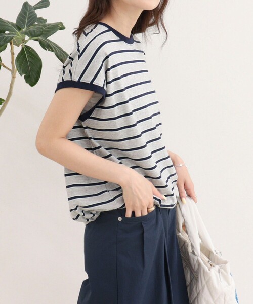 fredy emue（フレディエミュ）の「【汗ジミ軽減】ボーダー裾タックフレンチプルオーバーカットソー（Tシャツ/カットソー・レディース・ホワイト系その他/グレー系その他/ブラウン系その他/ピンク系その他・38）」の22枚目の写真
