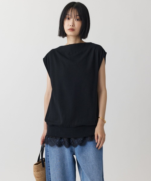 BABYLONE（バビロン）の「ガーゼ裏毛ドレーププルオーバー［洗濯可］（Tシャツ/カットソー・レディース・グレー/ブラック/モカ・フリー）」の4枚目の写真