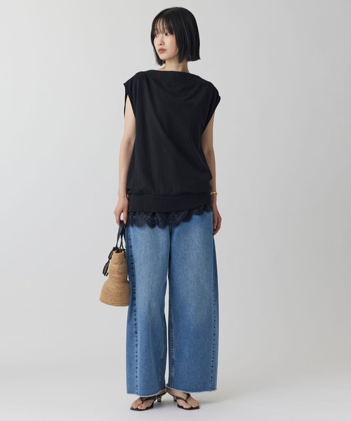 BABYLONE（バビロン）の「ガーゼ裏毛ドレーププルオーバー［洗濯可］（Tシャツ/カットソー・レディース・グレー/ブラック/モカ・フリー）」の7枚目の写真