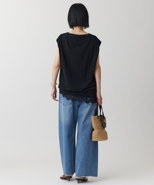 BABYLONE（バビロン）の「ガーゼ裏毛ドレーププルオーバー［洗濯可］（Tシャツ/カットソー・レディース・グレー/ブラック/モカ・フリー）」の8枚目の写真