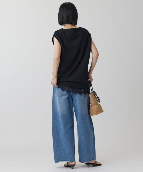 BABYLONE（バビロン）の「ガーゼ裏毛ドレーププルオーバー［洗濯可］（Tシャツ/カットソー・レディース・グレー/ブラック/モカ・フリー）」の9枚目の写真