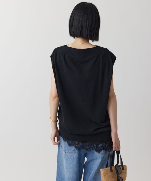BABYLONE（バビロン）の「ガーゼ裏毛ドレーププルオーバー［洗濯可］（Tシャツ/カットソー・レディース・グレー/ブラック/モカ・フリー）」の6枚目の写真