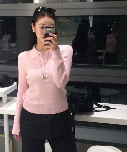 MIND BRIDGE WOMEN（マインドブリッジウーマン）の「[W][COUTURE]リブカラーニット - 4カラー（ニット/セーター・レディース・ピンク/イエロー・55/66）」の18枚目の写真