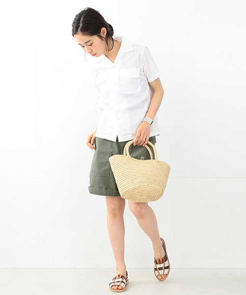 BEAMS BOY(ビームスボーイ)の「▲【FUDGE5月号掲載】BEAMS BOY / スイスコットン ムジ 開襟ショートスリーブ(シャツ/ブラウス・レディース・ホワイト/ネイビー・ONE SIZE)」の20枚目の写真